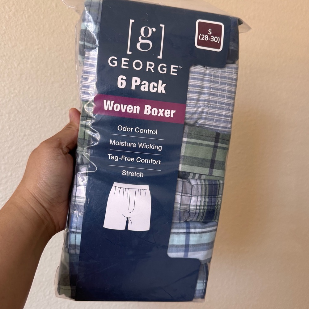 George Men's Moisture-Wicking Stretch Woven Boxers, 6-Pack